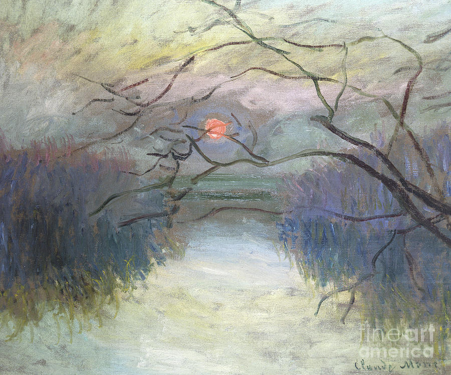 Sunset on the Seine at Vetheuil, 1880 Painting by Claude Monet