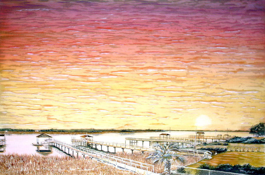 Sunset on the Stono Painting by Thomas Hamm