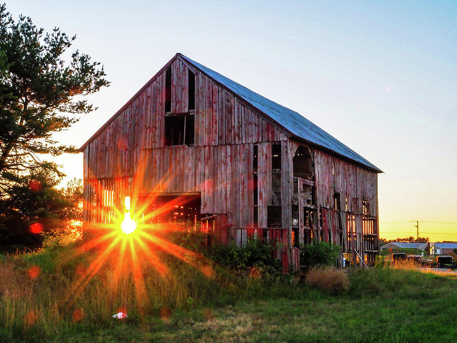 Sunset on the tired barn Photograph by Shawn M Greener