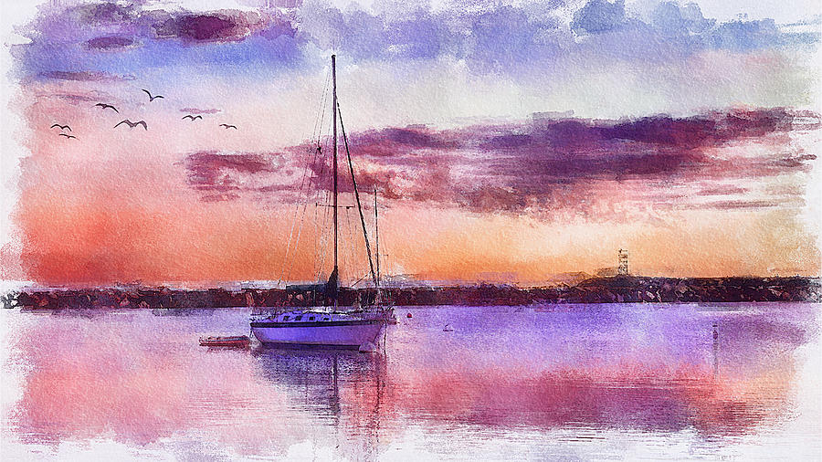 Sunset on the Water Digital Art by Brenda Wilcox aka Wildeyed n Wicked