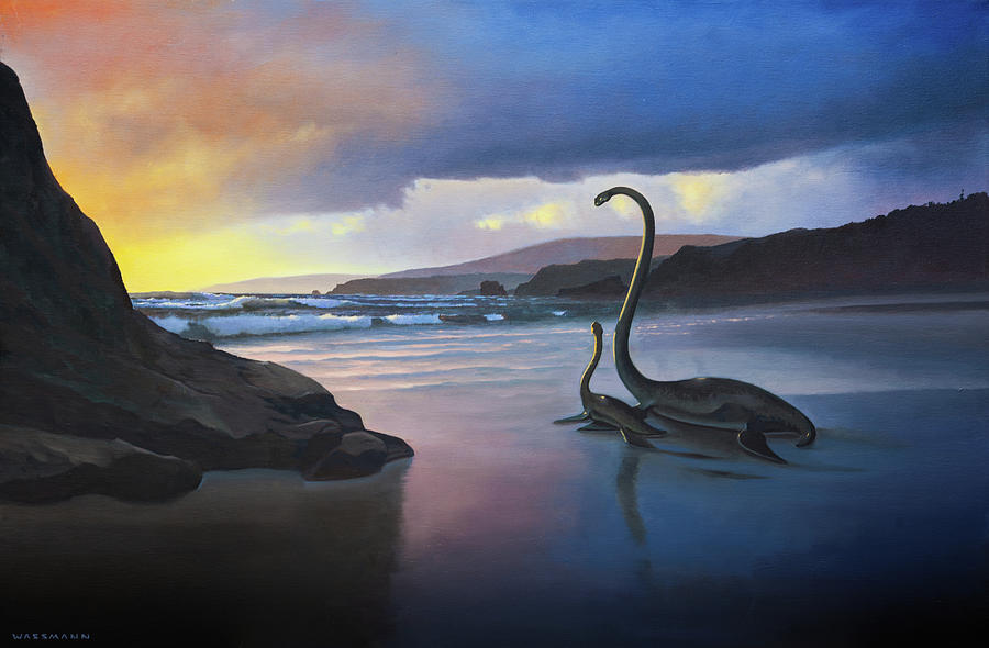 Jurassic Park Painting - Sunset on the Western Interior Seaway by Cliff Wassmann