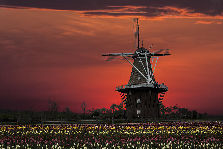 Sunset on Windmill Island Photograph by Randall Nyhof