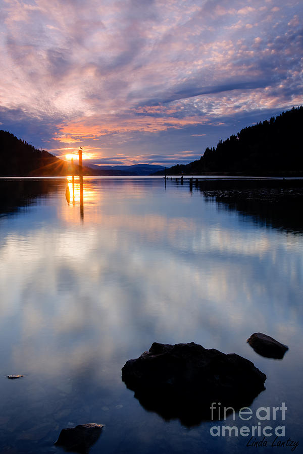 Nature Photograph - Sunset on Wolf Lodge Bay by Idaho Scenic Images Linda Lantzy