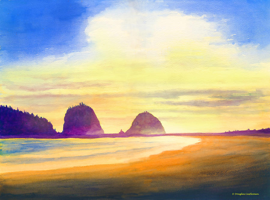 Sunset Oregon Coast Painting by Douglas Castleman