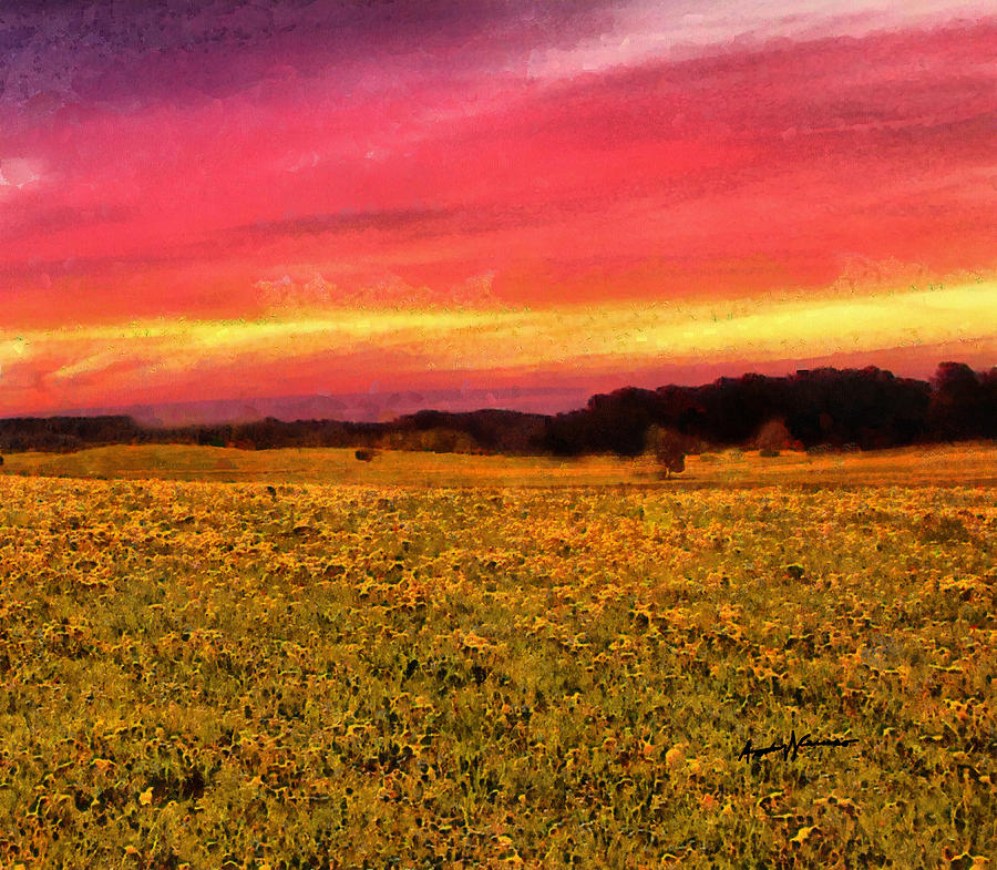 Sunset Over A Meadow Painting By Anthony Caruso