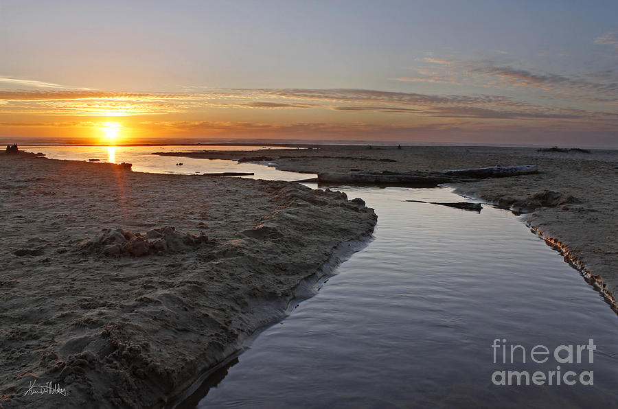 Sunset over a sandy creek Photograph by Kim Mobley