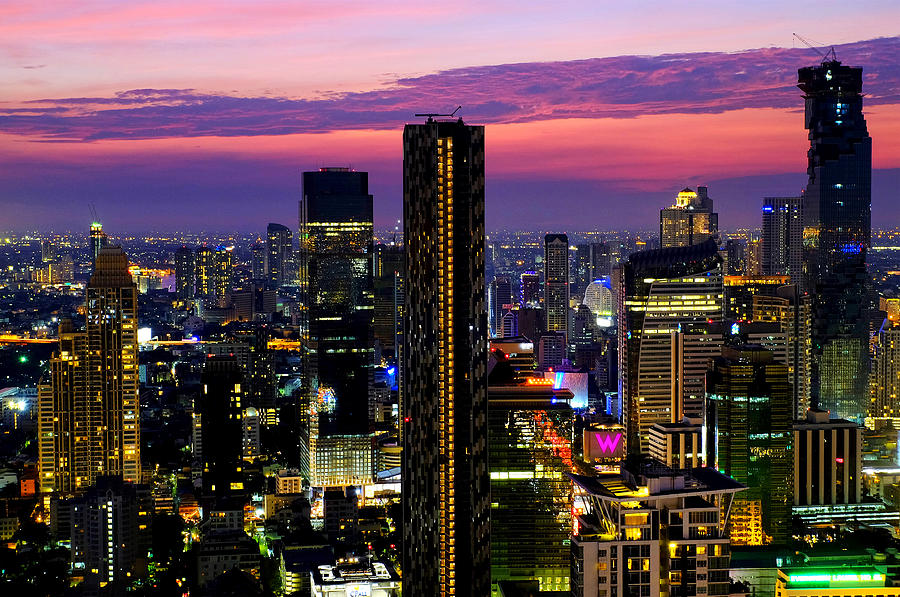 Sunset over Bangkok Photograph by Fabrizio Troiani