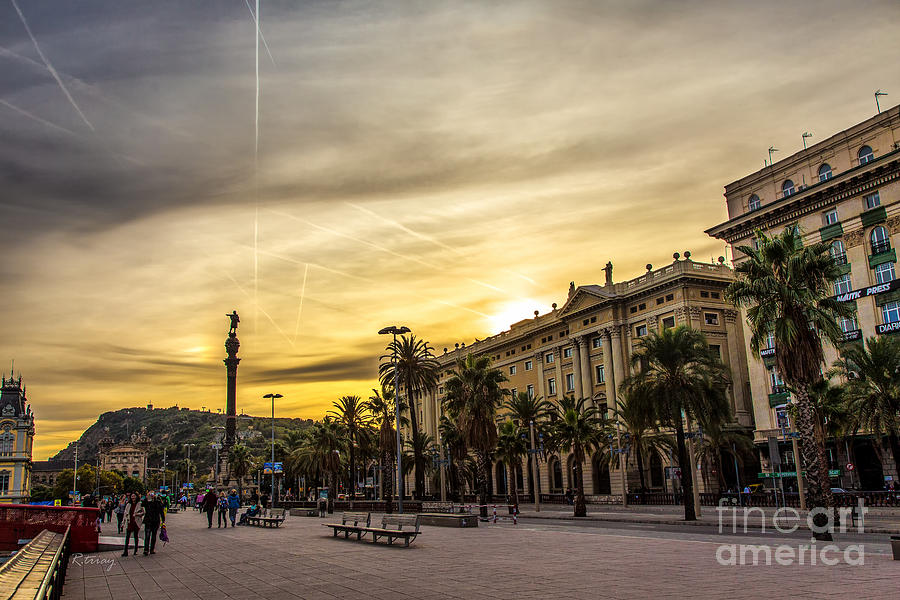 Barcelona Photograph - Sunset Over Barcelona by Rene Triay FineArt Photos