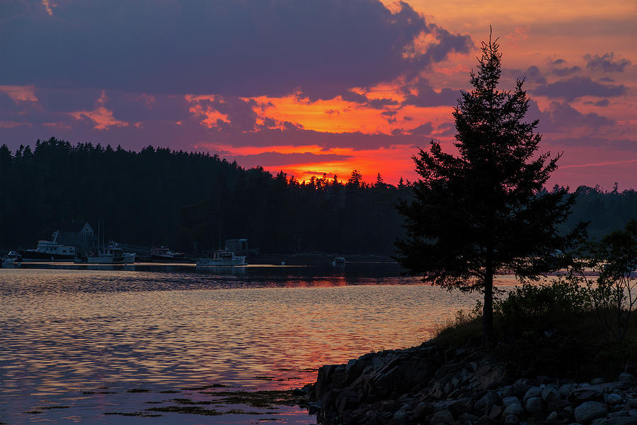 Sunset over Bass Harbor Photograph by White Mountain Images