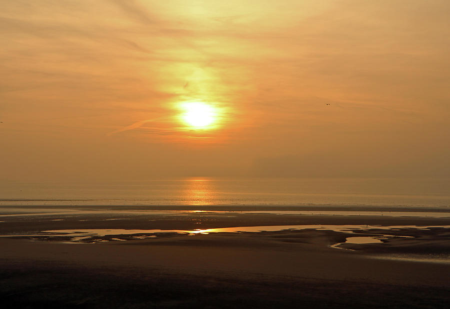 Sunset over Blackpool Beach  Photograph by Tony Murtagh