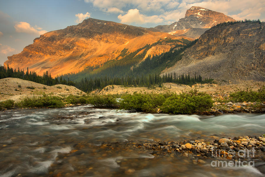 Sunset Over Bow Glacier Stream Photograph by Adam Jewell