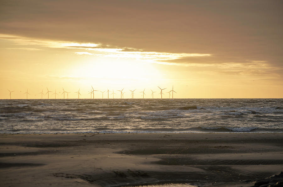 Sunset over Burbo Bank Windfarm Photograph by Spikey Mouse Photography