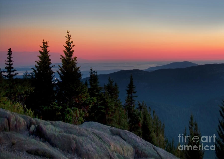 Sunset Over Cadillac Mountain Photograph by Karen Jorstad