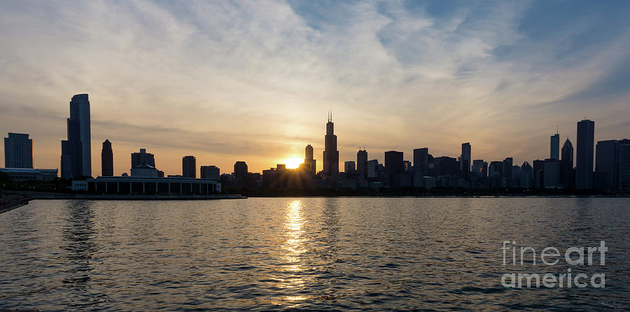 Sunset Over Chicago Pano Photograph by Jennifer White