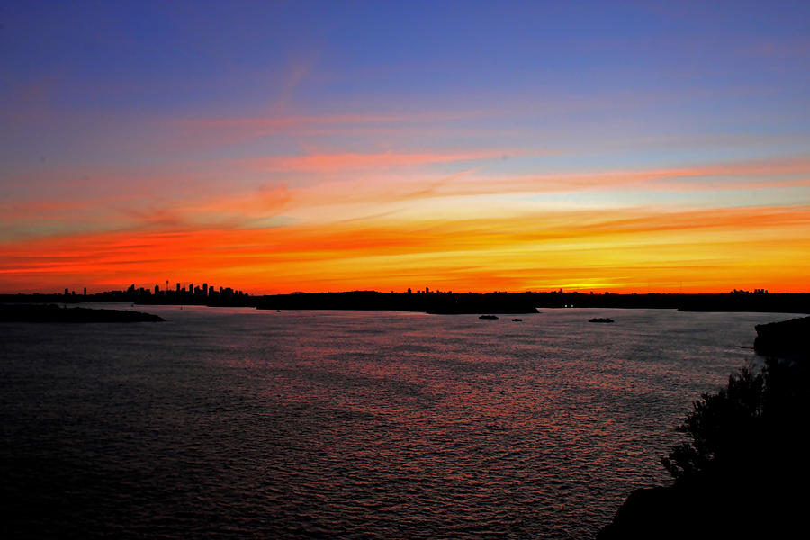 Sunset Photograph - Sunset over city of Sydney and Mosman by Miroslava Jurcik