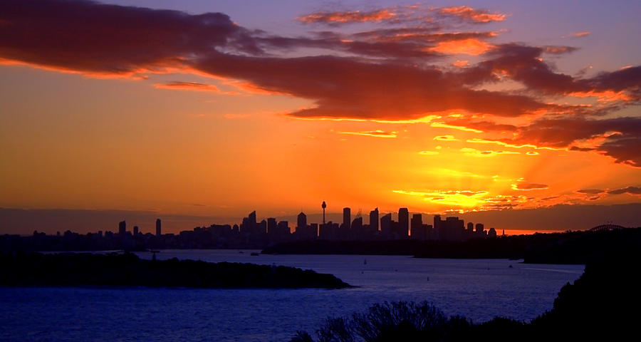 Sunset Photograph - Sunset Over City Of Sydney by Miroslava Jurcik