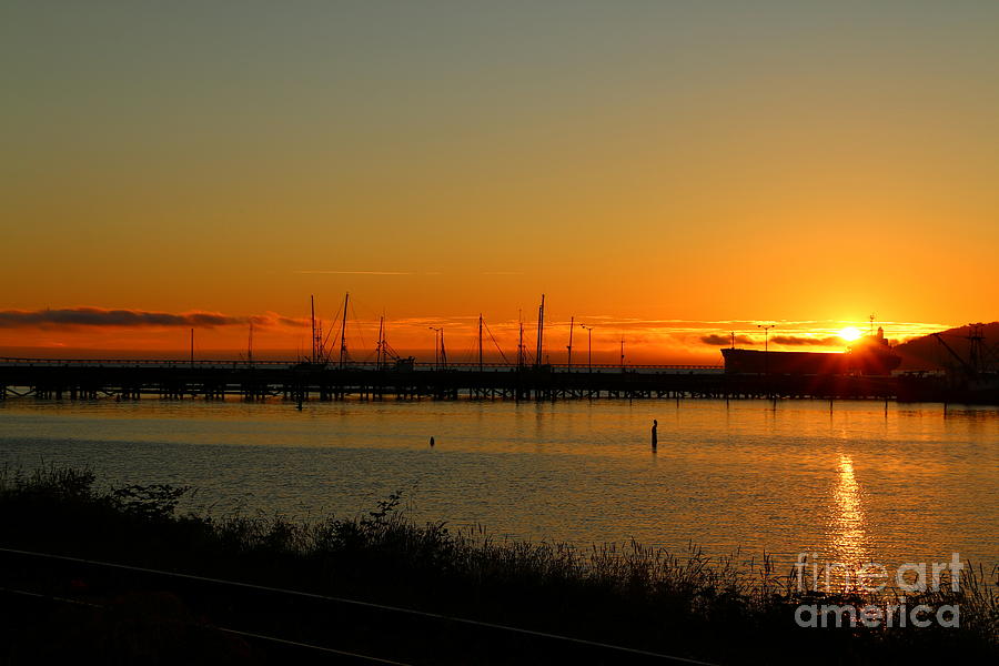 Sunset Over Columbia River At Astoria Harbor Photograph by Christiane Schulze Art And Photography