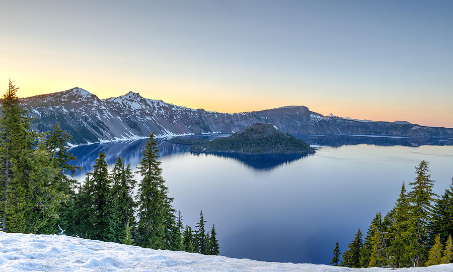 Nature Photograph - Sunset over Crater Lake by Felix Lipov