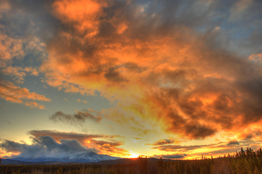 Sunset Photograph - Sunset Over Dawson Peaks, Teslin, Yukon by Robert Postma