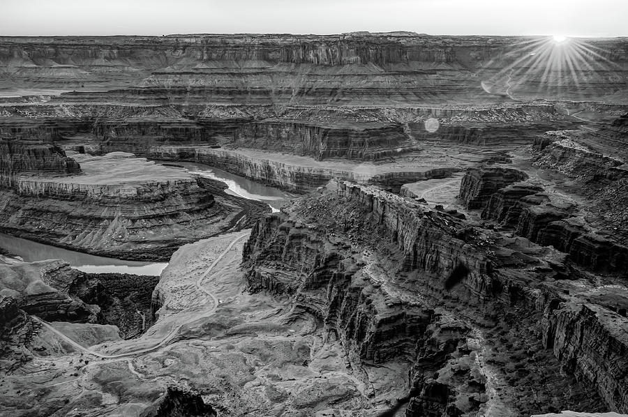 Grand Canyon National Park Photograph - Sunset over Dead Horse Point - Moab Utah - Black and White Edition by Gregory Ballos