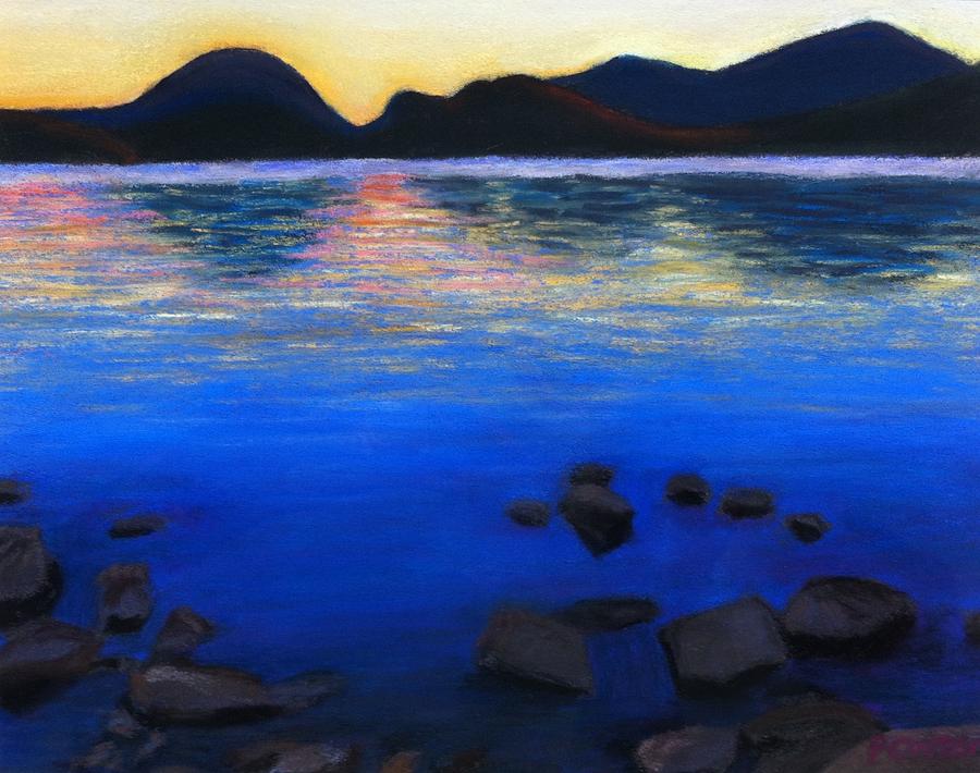 Sunset Over Eagle Lake Pastel by Polly Castor