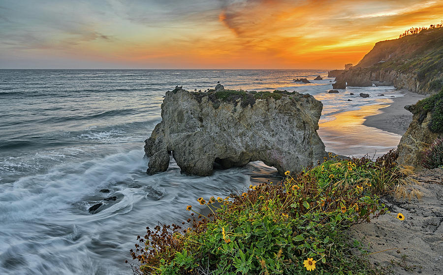 sunset over El Matador state beach Photograph by Luc Mena - Pixels