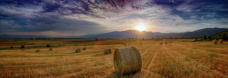 Sunset Photograph - Sunset Over Farm Field 2 by Plamen Petkov