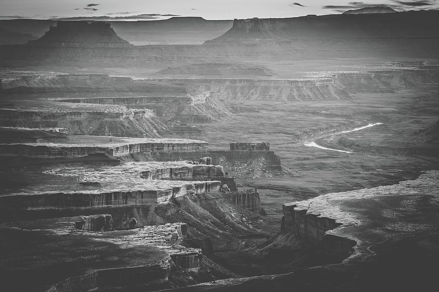 Sunset over Green River Overlook 3 BW Photograph by Mati Krimerman