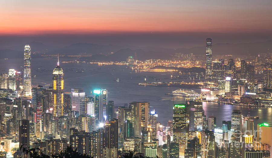 Sunset over Hong Kong Photograph by Didier Marti