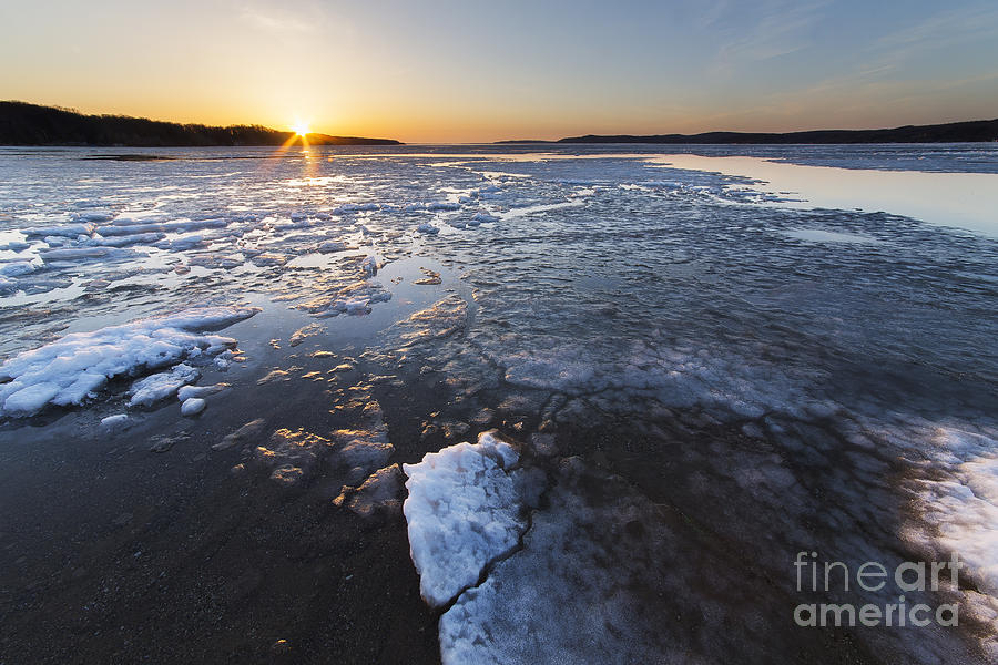 Lake Michigan Photograph - Sunset over Ice on Crystal Lake by Twenty Two North Photography