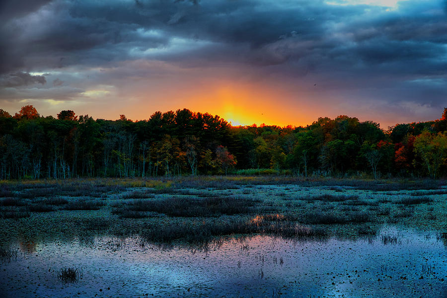 Sunset over Ipswich River Photograph by Lilia D
