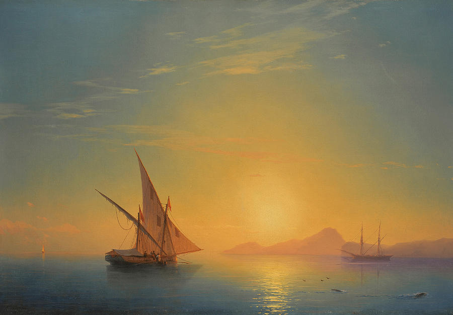 Sunset over Ischia Painting by Ivan Konstantinovich Aivazovsky