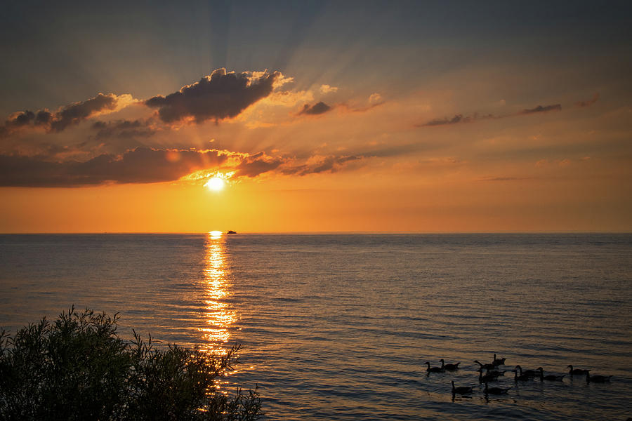 Sunset Photograph - Sunset over Lake Erie, Ohio by Ina Kratzsch