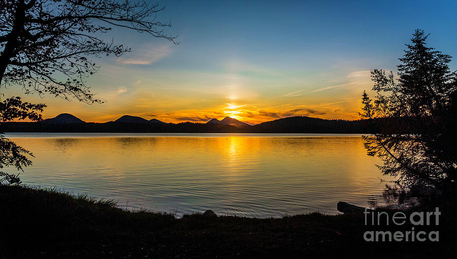 Sunset Over Lake Meachum Panorama Photograph by Karen Jorstad