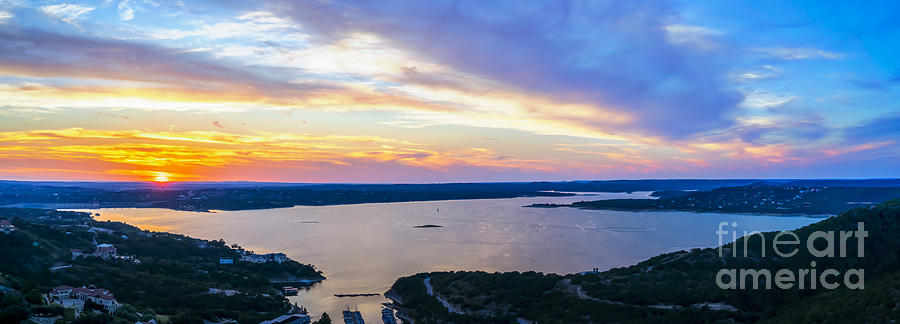 Sunset over Lake Travis Photograph by Bee Creek Photography - Tod and Cynthia