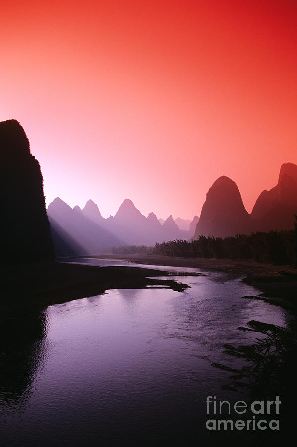 Bank Photograph - Sunset over Li River by Gloria & Richard Maschmeyer - Printscapes Bank Photograph - Sunset over Li River by Gloria & Richard Maschmeyer - Printscapes
