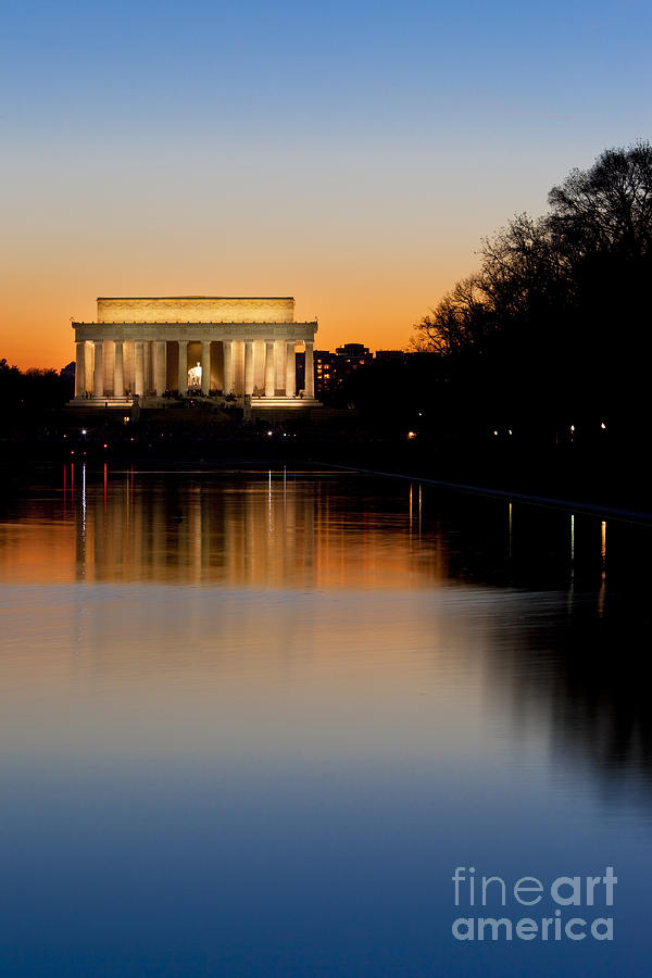 Sunset Over Lincoln Memorial Photograph