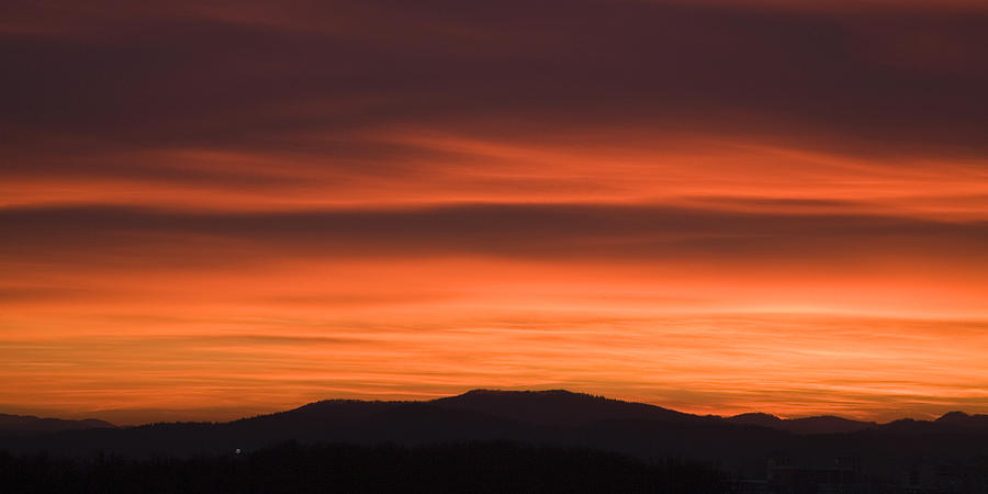Sunset over Ljubljana suburb Photograph by Ian Middleton