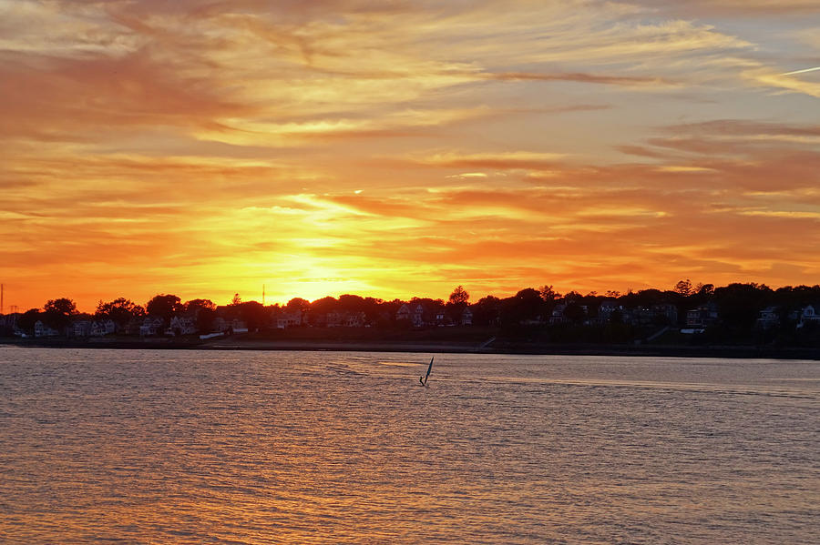 Sunset over Lynch Park Beverly MA Wind Surfer Photograph by Toby McGuire