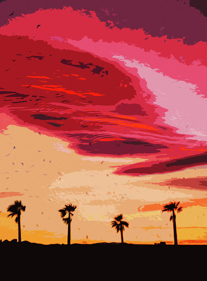 Sunset over Malaga, Costa del Sol - 7 Painting by AM FineArtPrints