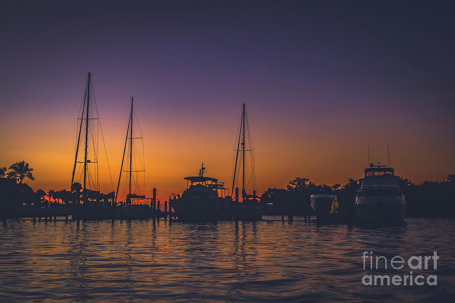 Sunset over marina Photograph by Claudia M Photography