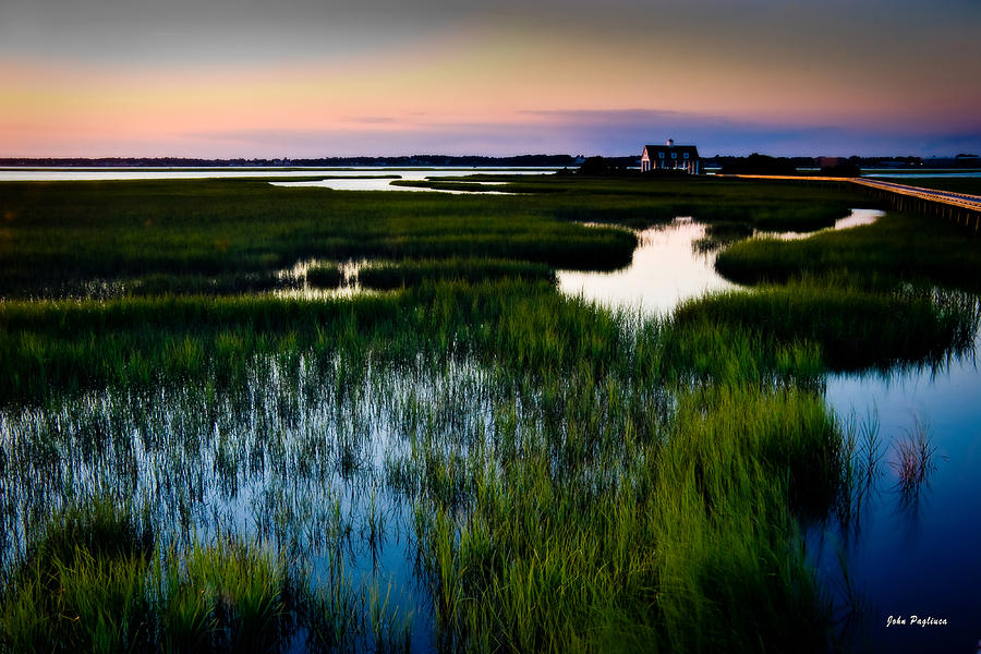 Sunset Over Marsh, Atlantic Beach, North Carolina Photograph by John Pagliuca
