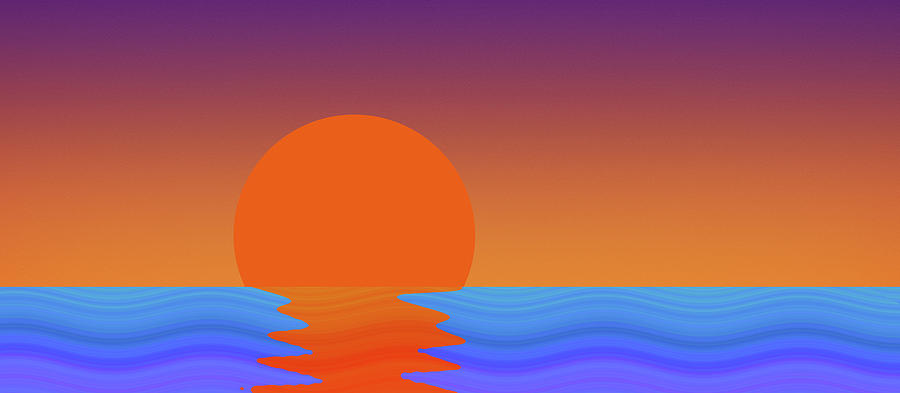 Sunset over ocean graphic  Digital Art by David Smith