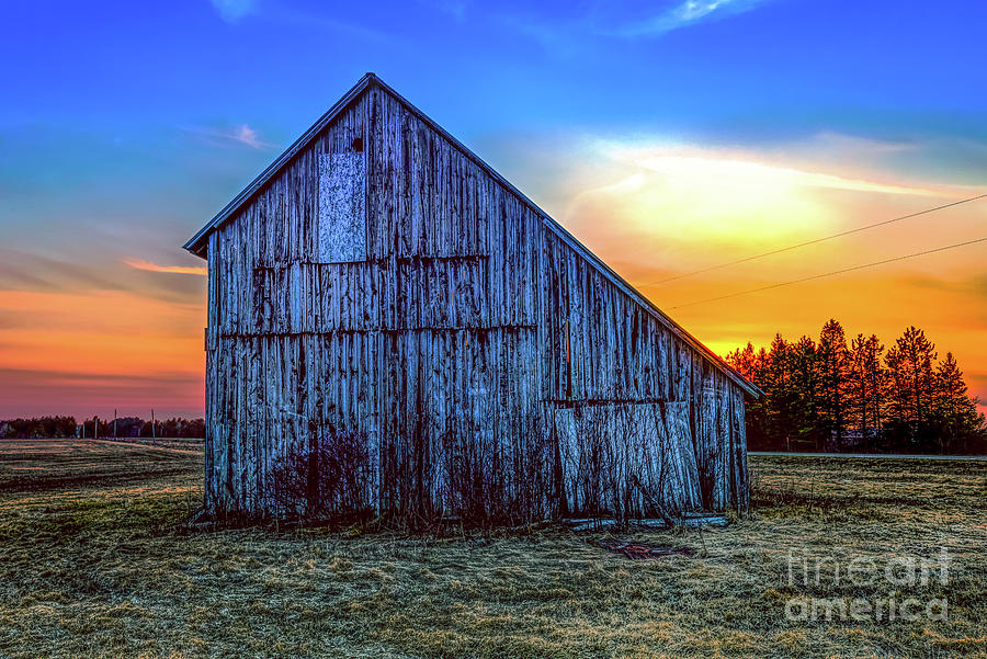 Sunset Over Old Barn Rudyard Michigan -9120 Photograph by Norris Seward