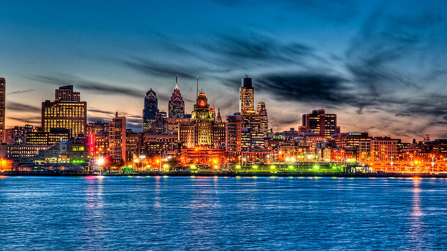 Sunset over philadelphia Photograph by Louis Dallara