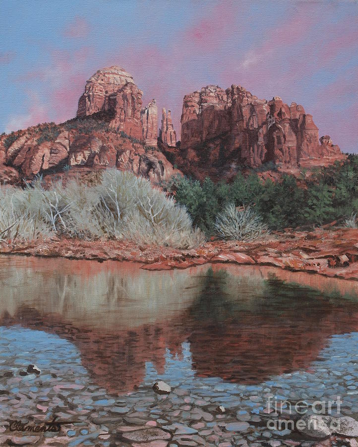 Mountain Painting - Sunset over Red Rocks of Sedona  by Barbara Barber