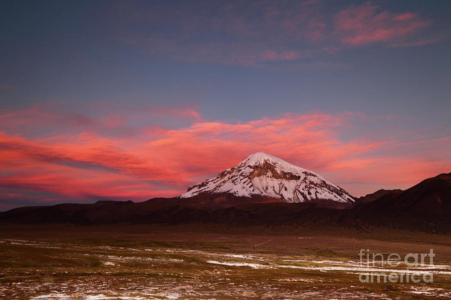 Sunset Over Sajama Volcano and Altiplano Bolivia Photograph by James Brunker