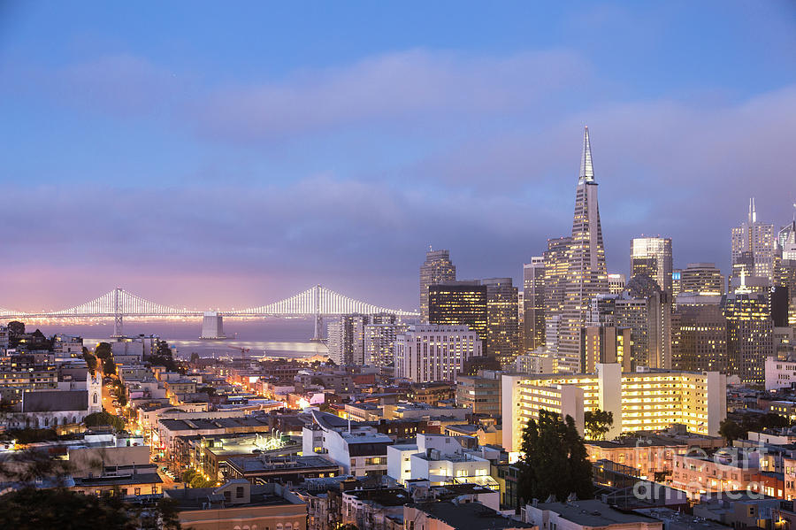 Sunset over San Francisco financial district Photograph by Didier Marti