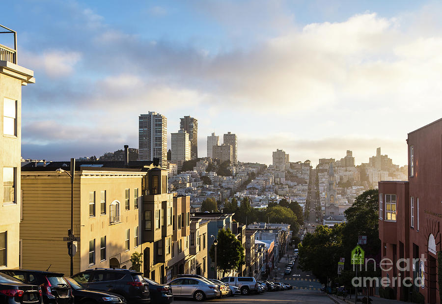 Sunset over San Francisco hills.  Photograph by Didier Marti