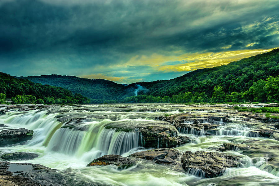Sunset over Sandstone Falls Photograph by Donald Brown